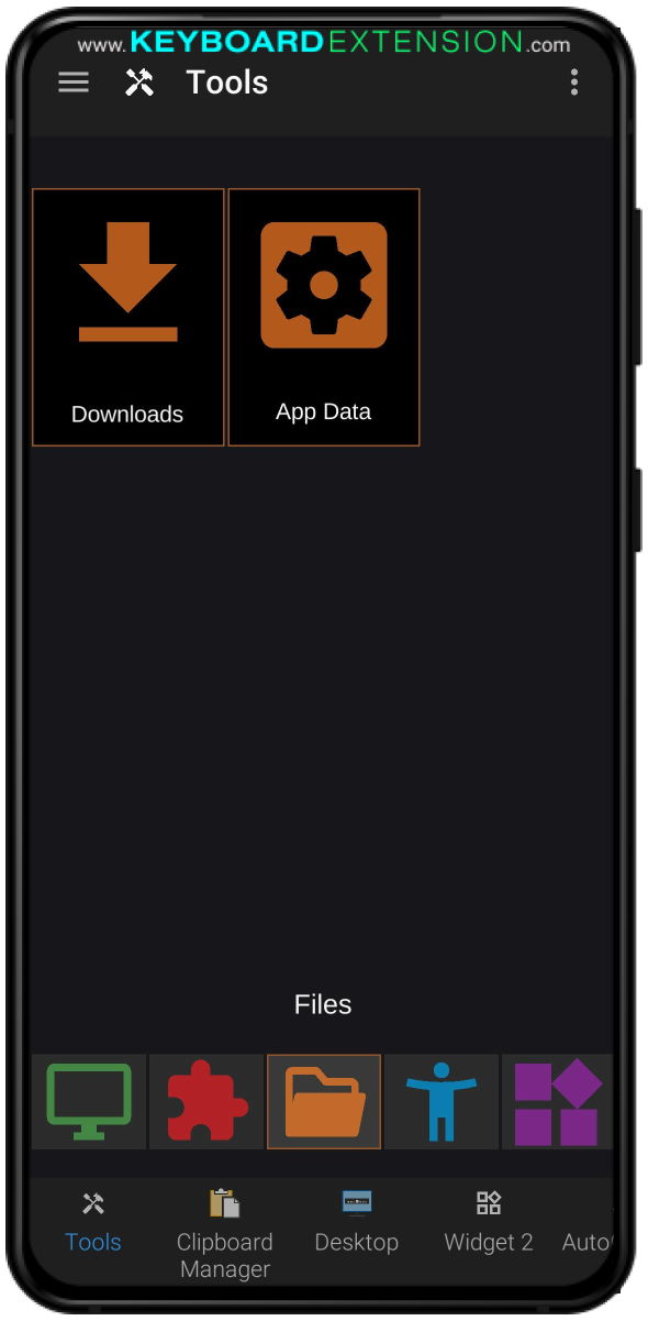 files tab from tools widget