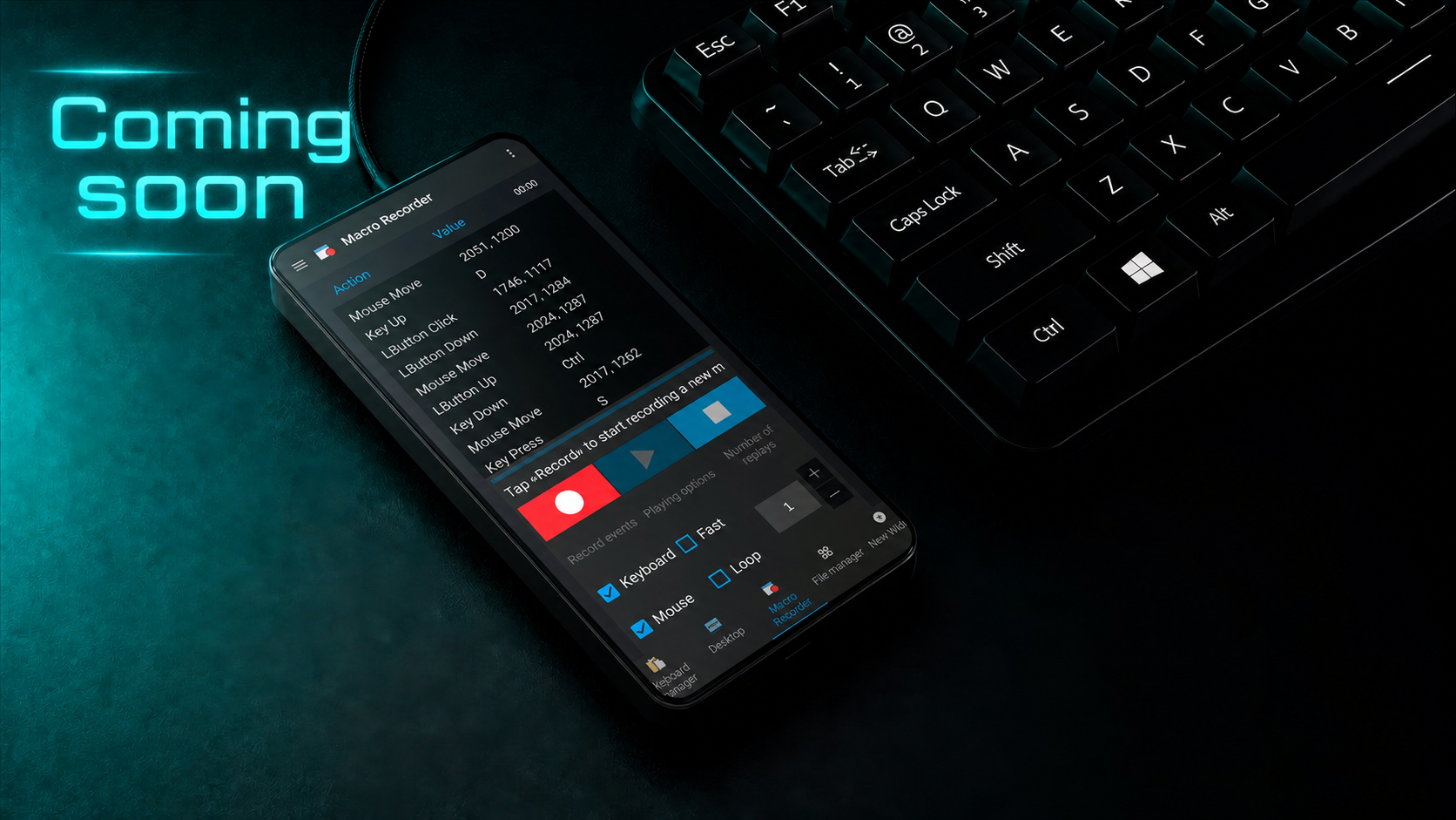 Glider 100 HD beside a keyboard with a Coming soon announcement