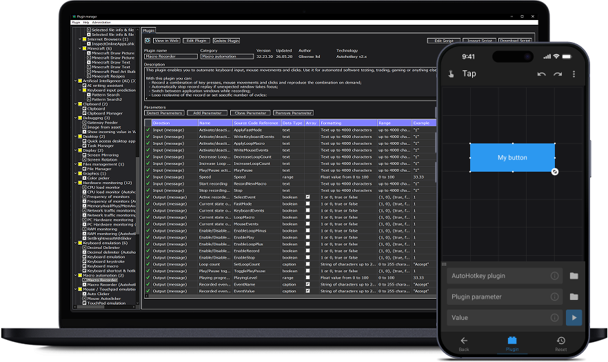 Keyboard Extension Plugin Manager on a laptop and phone