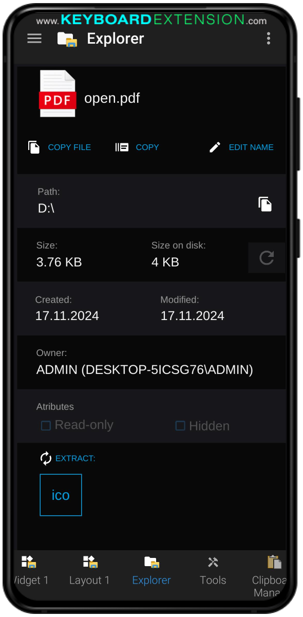 File Explorer widget