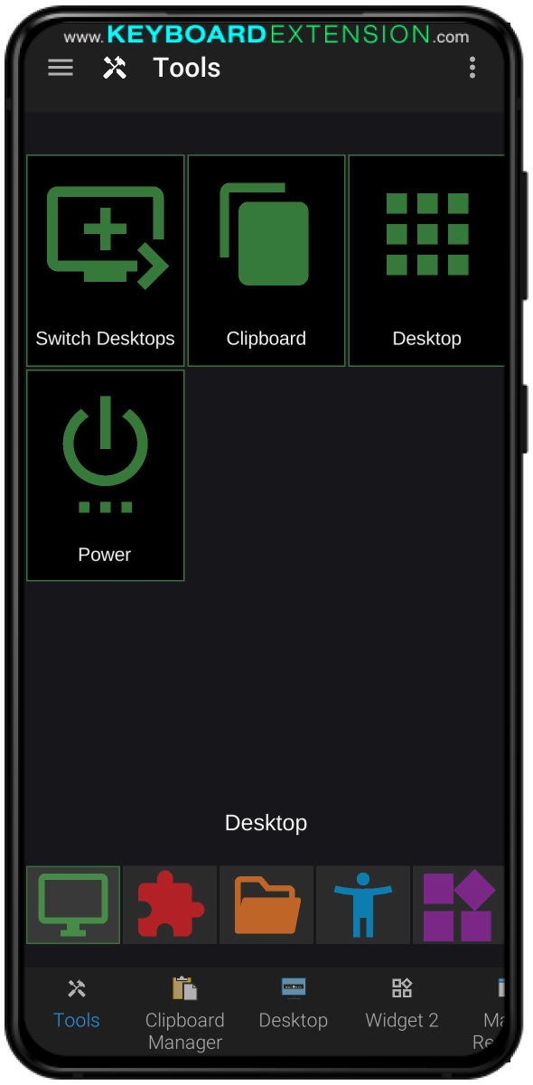 desktop tab from tools widget